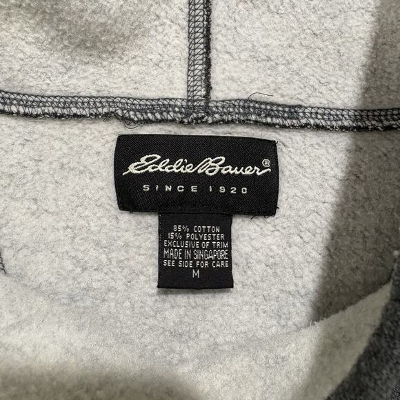 Vintage Eddie Bauer High Neck Sweatshirt Mens M Grey Red Stripe Pullover Y2K - Picture 4 of 7